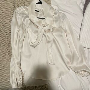 Ann Taylor Cream Satin-like Blouse